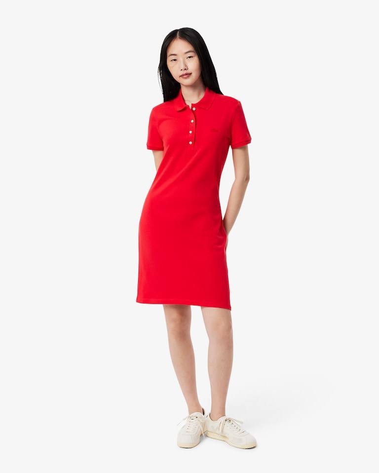 Lacoste Polo Dress 34 Red Slim Fit Stretch Mini Piqué NWT MSRP $155 Tennis Style