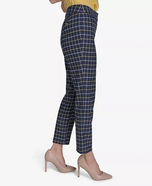 Tommy Hilfiger Women’s Plaid Slim-Fit Ankle Pants Midnight Multi 16 $109 NWT