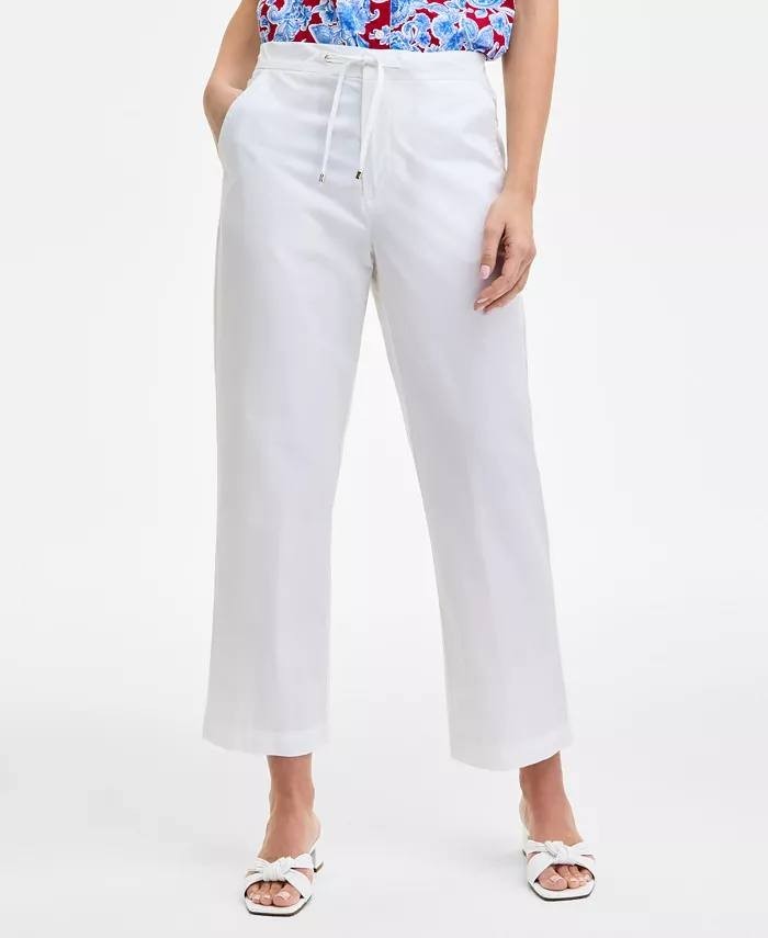 Tommy Hilfiger Cotton Tie‑Front Ankle Pants – Size 10 – NWOT