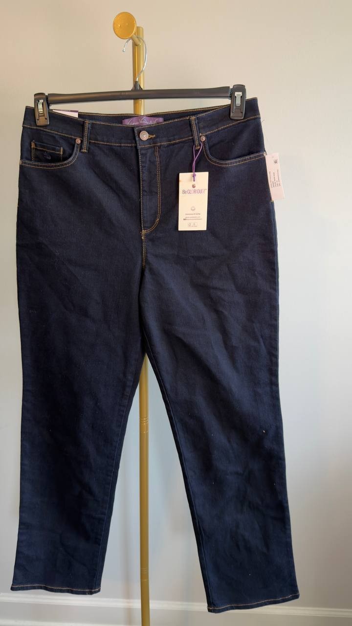 Gloria Vanderbilt Amanda Classic Straight Jeans Rinse Noir 16 NWT $52