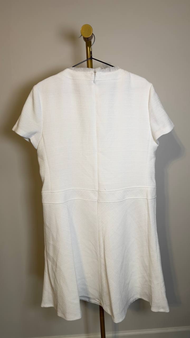 Tommy Hilfiger Women’s Hopsack Fit & Flare Shirt Dress Ivory 14 NWT $139
