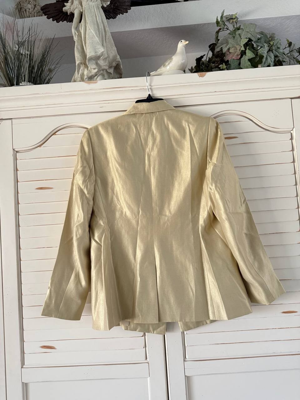 Anne Klein Metallic Blazer Safari Size 10 Gold-Tone One-Button NWT MSRP $159