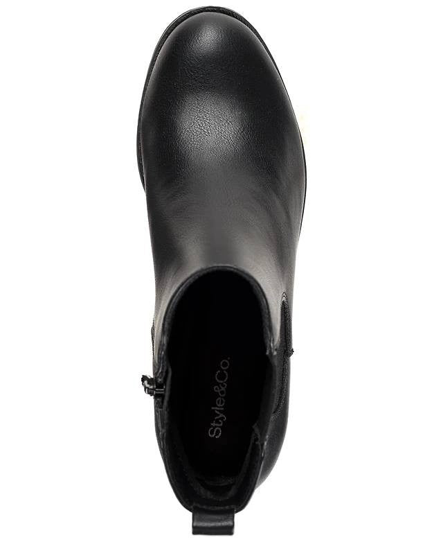 Style&Co Black Man‑Made Block Heel Booties 9M New in Box MSRP $69.90