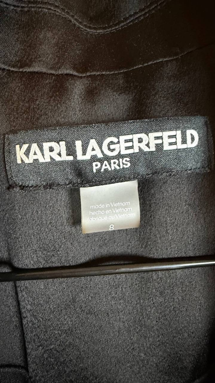 Karl Lagerfeld Paris Stretch Velvet Blazer Dress Black 8 $188 NWT