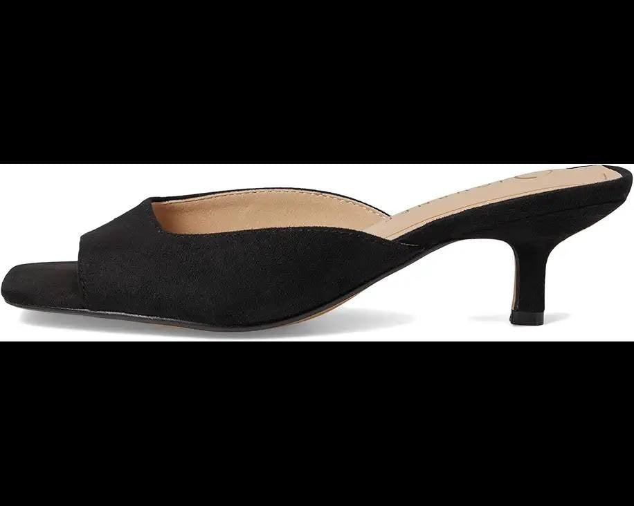 Journee Collection “Larna” Open‑Toe Wedge Sandals–Size 7.5 W–BlackFaux Suede–NIB