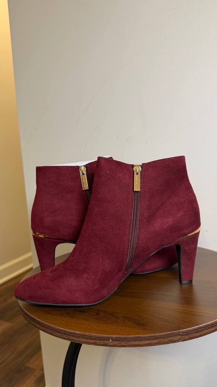Anne Klein Annabelle Notch Ankle Dress Booties Burgundy 9M Heeled Booties NWB