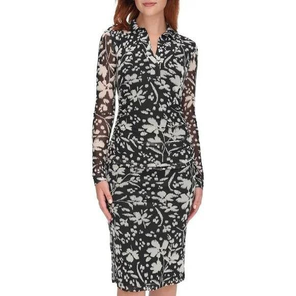 Tommy Hilfiger Floral Ruched Long Sleeve Dress – Size 16 – NWT – $119