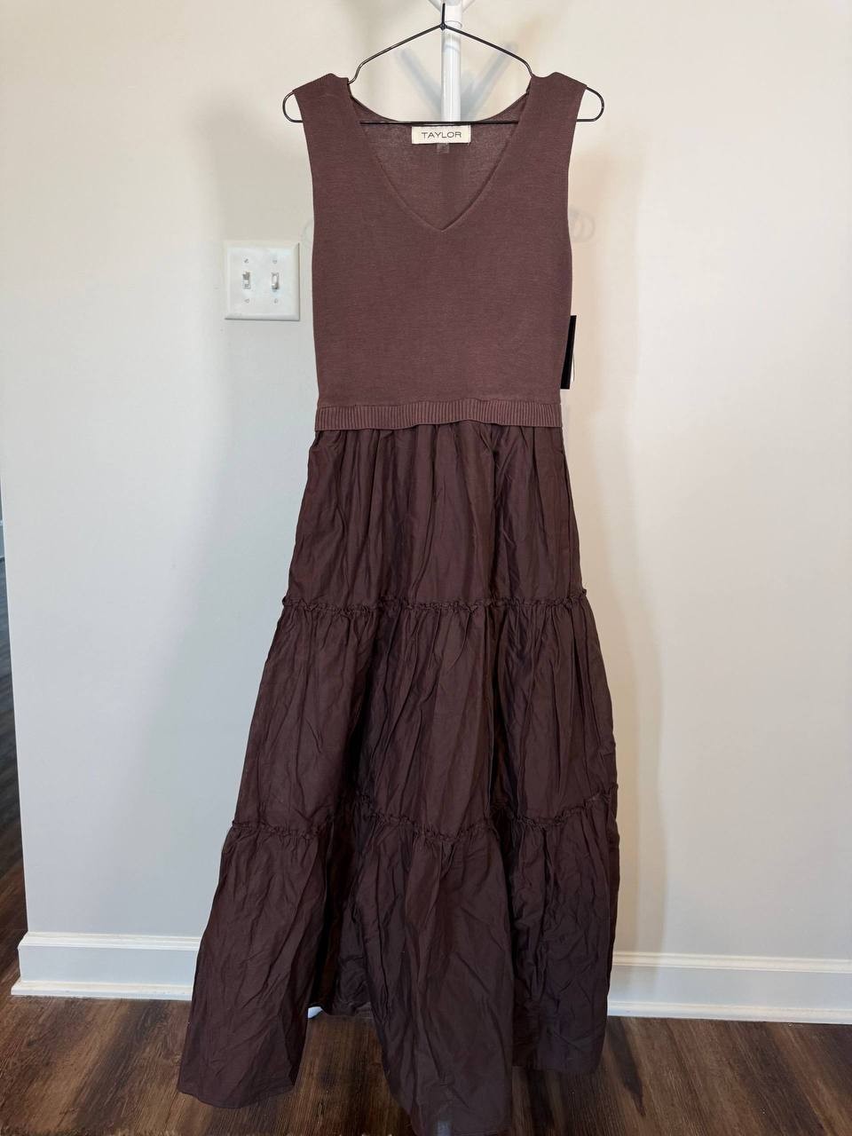 Taylor Sleeveless Tiered Maxi Dress – Brown – Size S – NWT – $128
