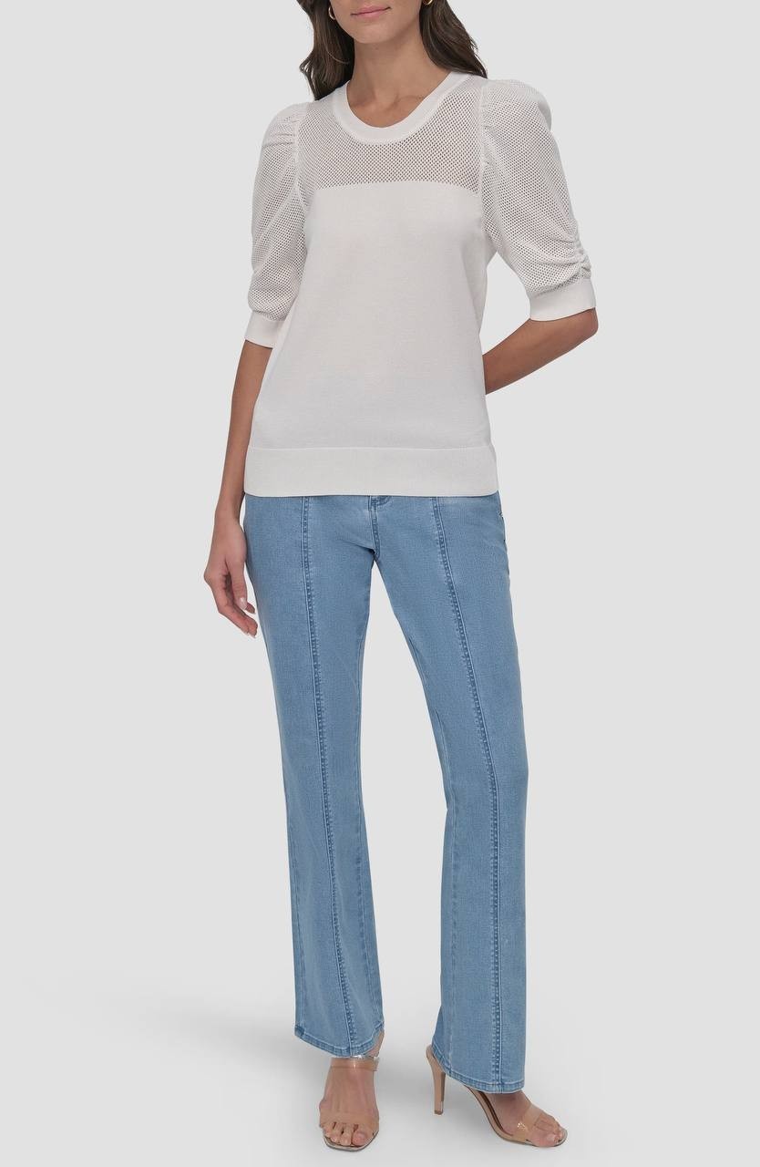 DKNY Puff Sleeve Sweater – White– Size XS – NWT