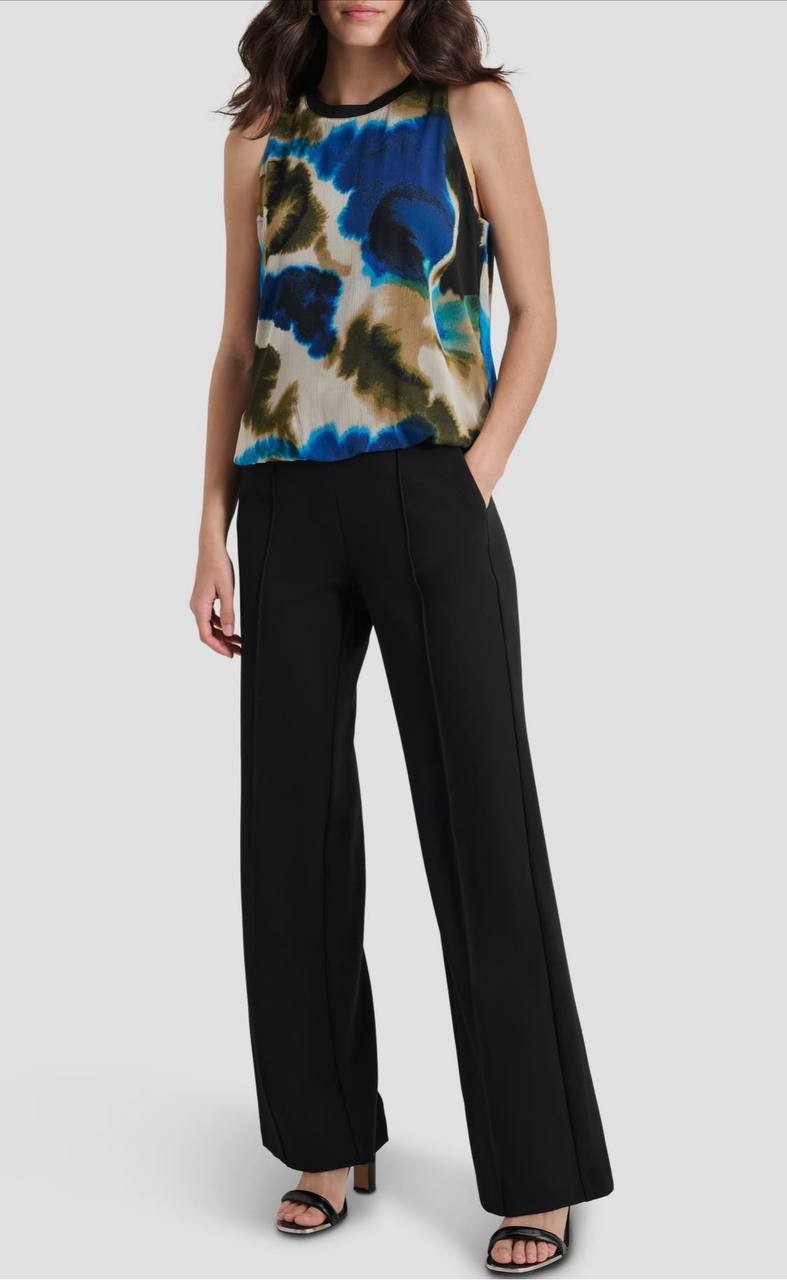 DKNY Sleeveless Chiffon Top – Size XL – NWT – Multicolor Abstract Print