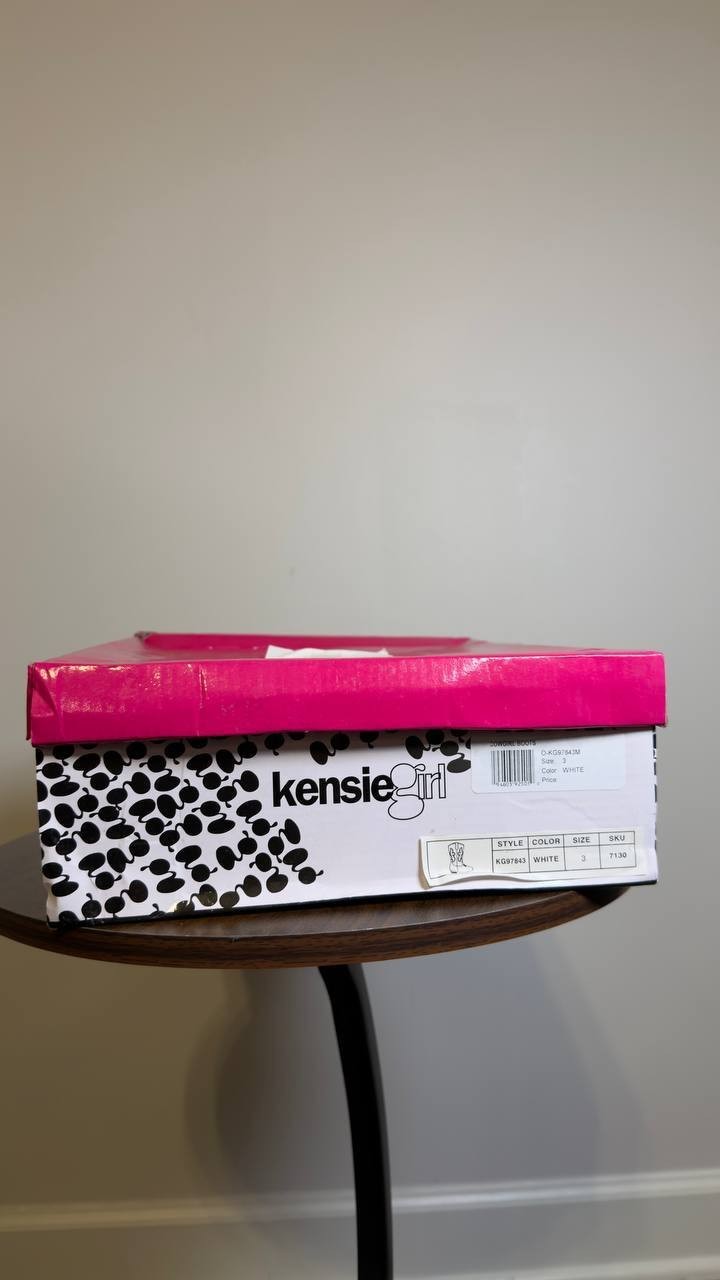 Kensie  Girl  Cowgirl  Boots  White  Man‑Made  3  New  With  Box  $40