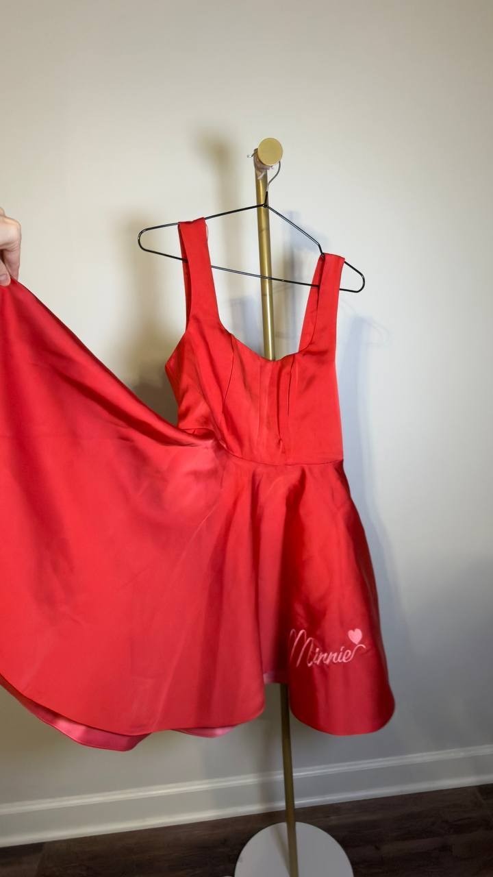 Disney Minnie Mouse Bow‑Back Fit & Flare Party Dress Red M NWT $129