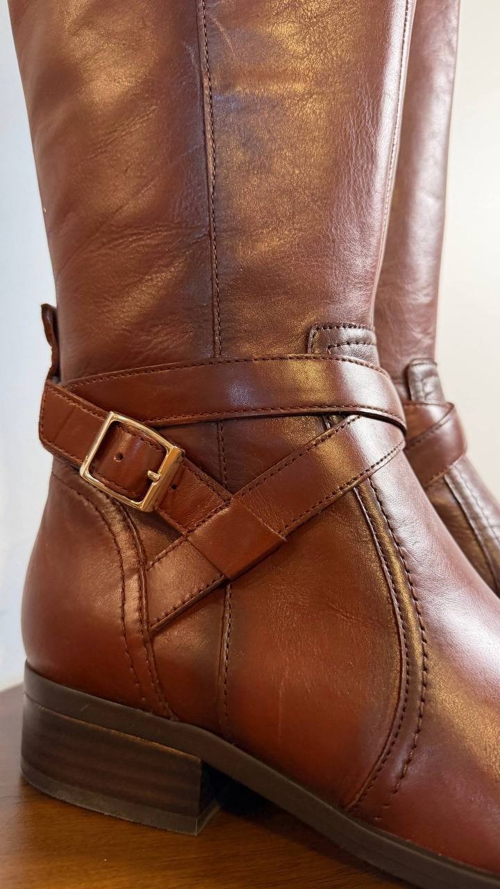 Naturalizer Rena 2 Boots7W Deep Saddle Leather Wide Calf Riding NIB msrp$325