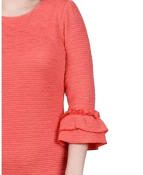 NY Collection Petite Textured Knit Dress Coral PXL $58 NWT