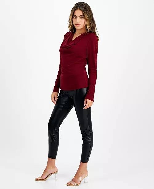Bar III Faux-Leather Leggings – Size PP – NWT – Black High-Rise Petite Stretch