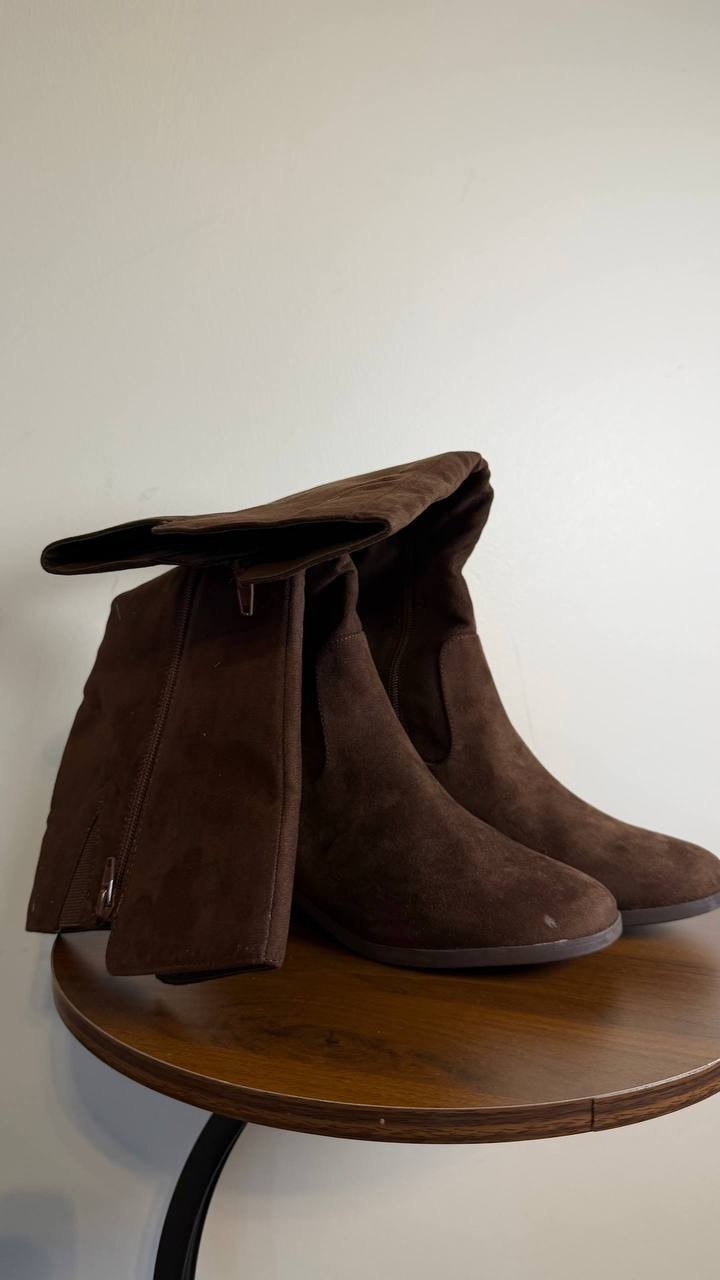 Style & Co Charmanee Tall Boots 6.5M Dark Roast Faux Suede Zip NIB msrp$59.90