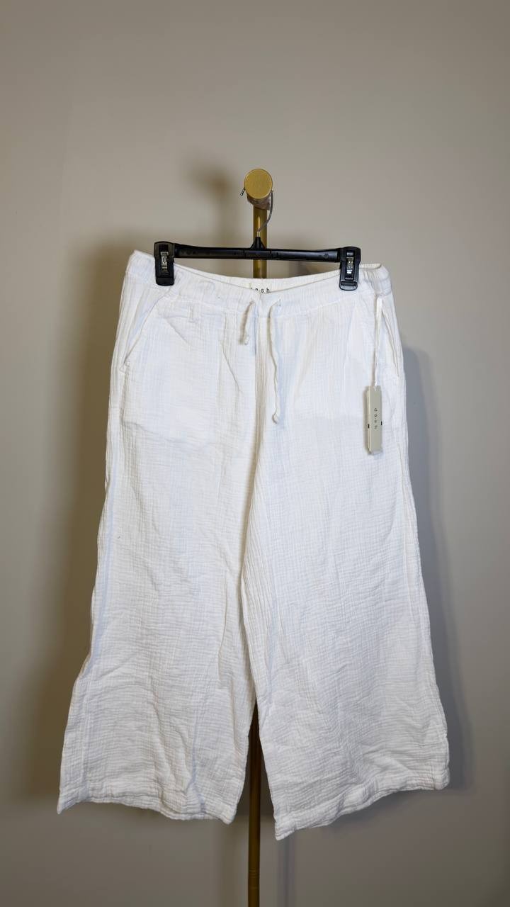 Dash Women’s Double Gauze Cotton Pants White M NWT $58