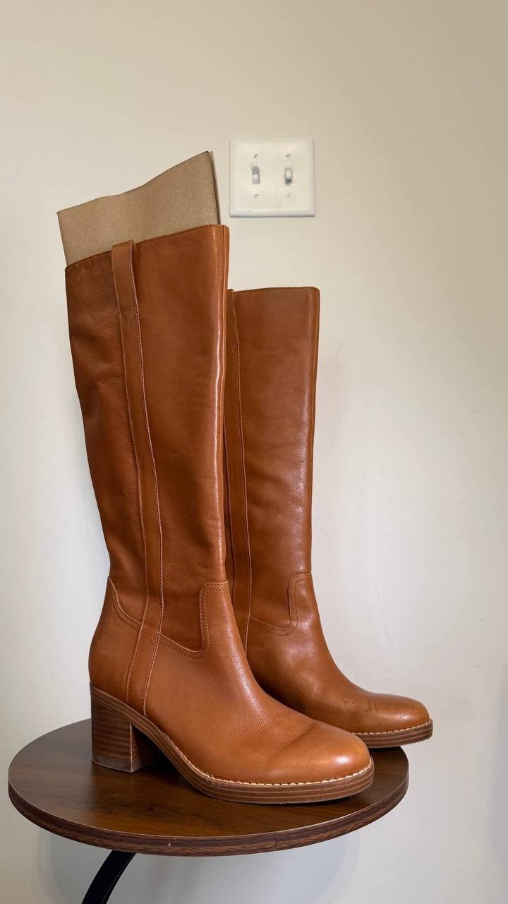 Marc Fisher Tall Boots 8.5M Natural Leather New in Box MSRP $259