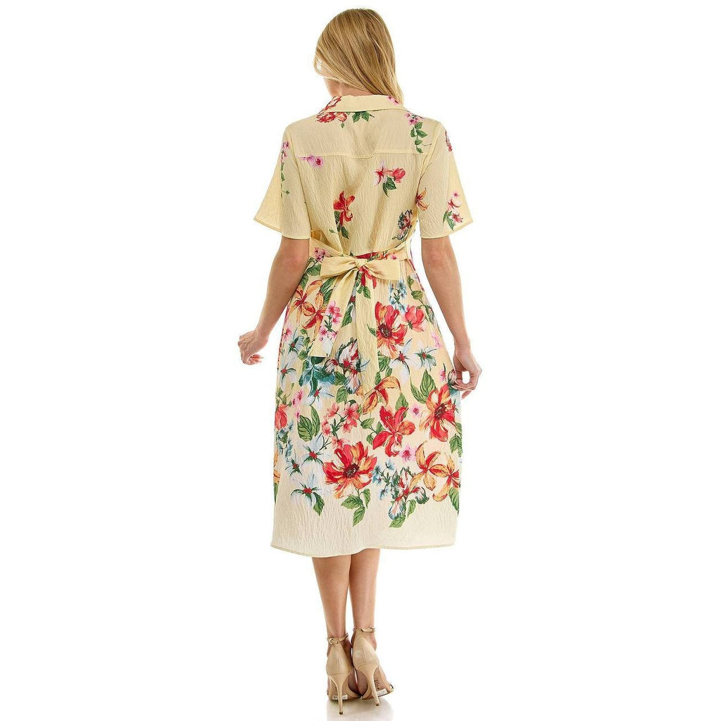 Figueroa & Flower Printed Peasant Dress Banana Multi S NWOT $72.99