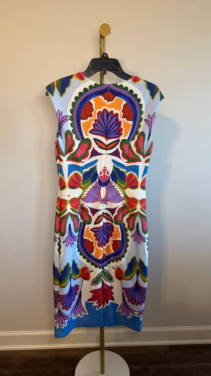 Vince Camuto Boat‑Neck Bodycon Sleeveless Dress Blue Multi 8 NWOT $148