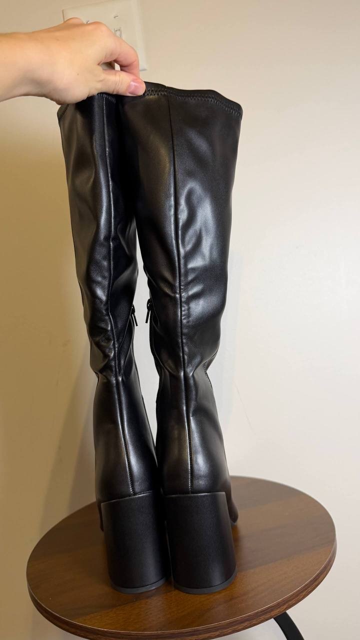 Madden Girl Winsloww Boots 8 Black Synthetic Square Toe Knee‑High NIB msrp$89