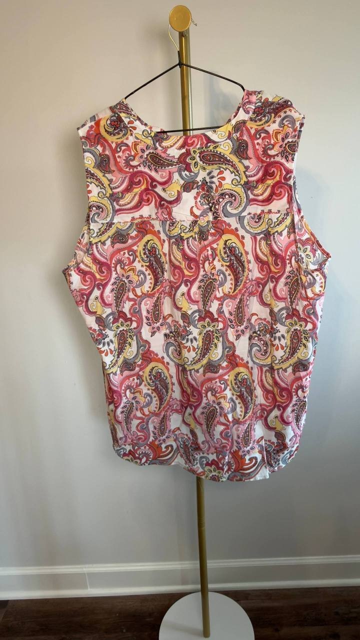 NY Collection Plus Size Sleeveless Pintucked Top Pink Multi 3X NWT $42