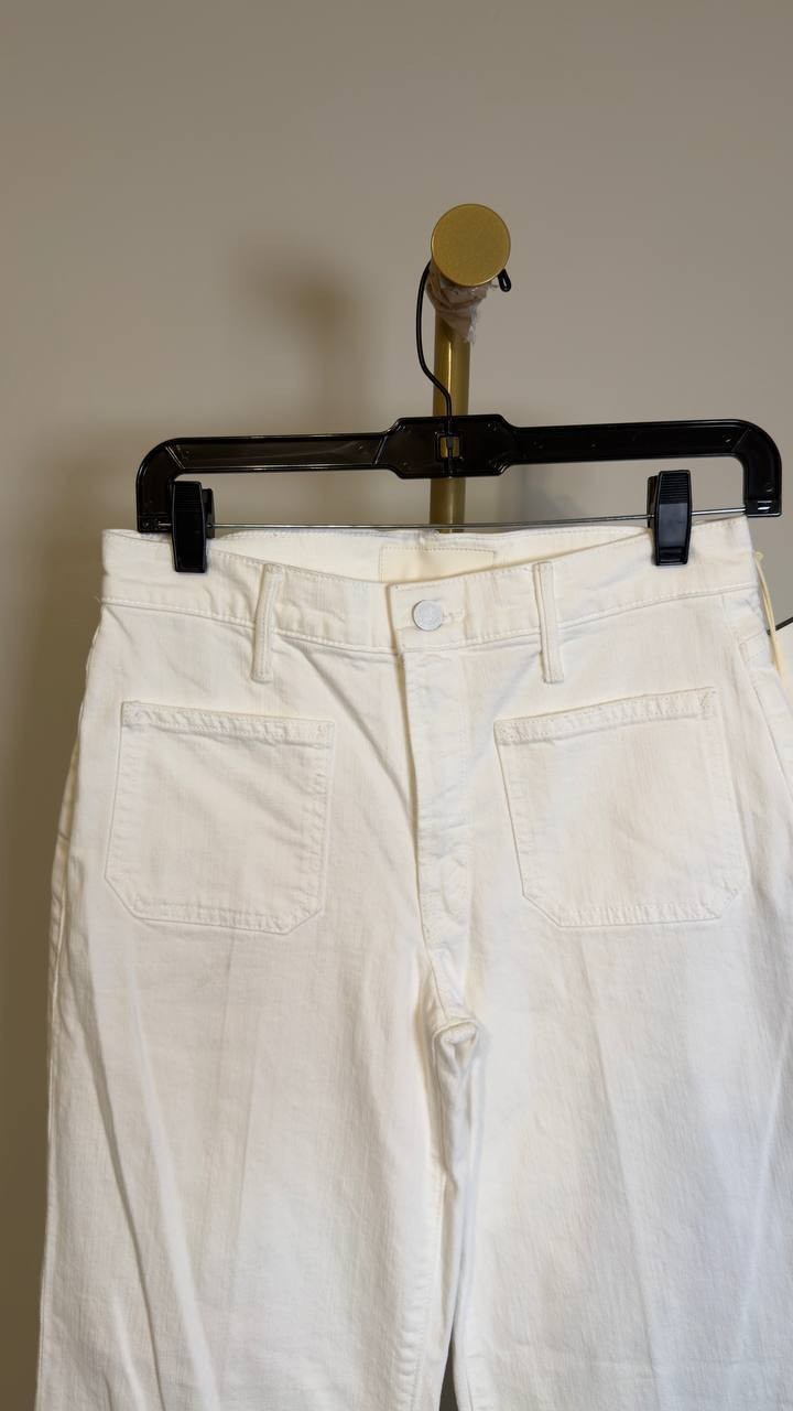 Mother The Hustler Patch Pocket High‑Rise Ankle Fray Jeans White 26 NWT $268
