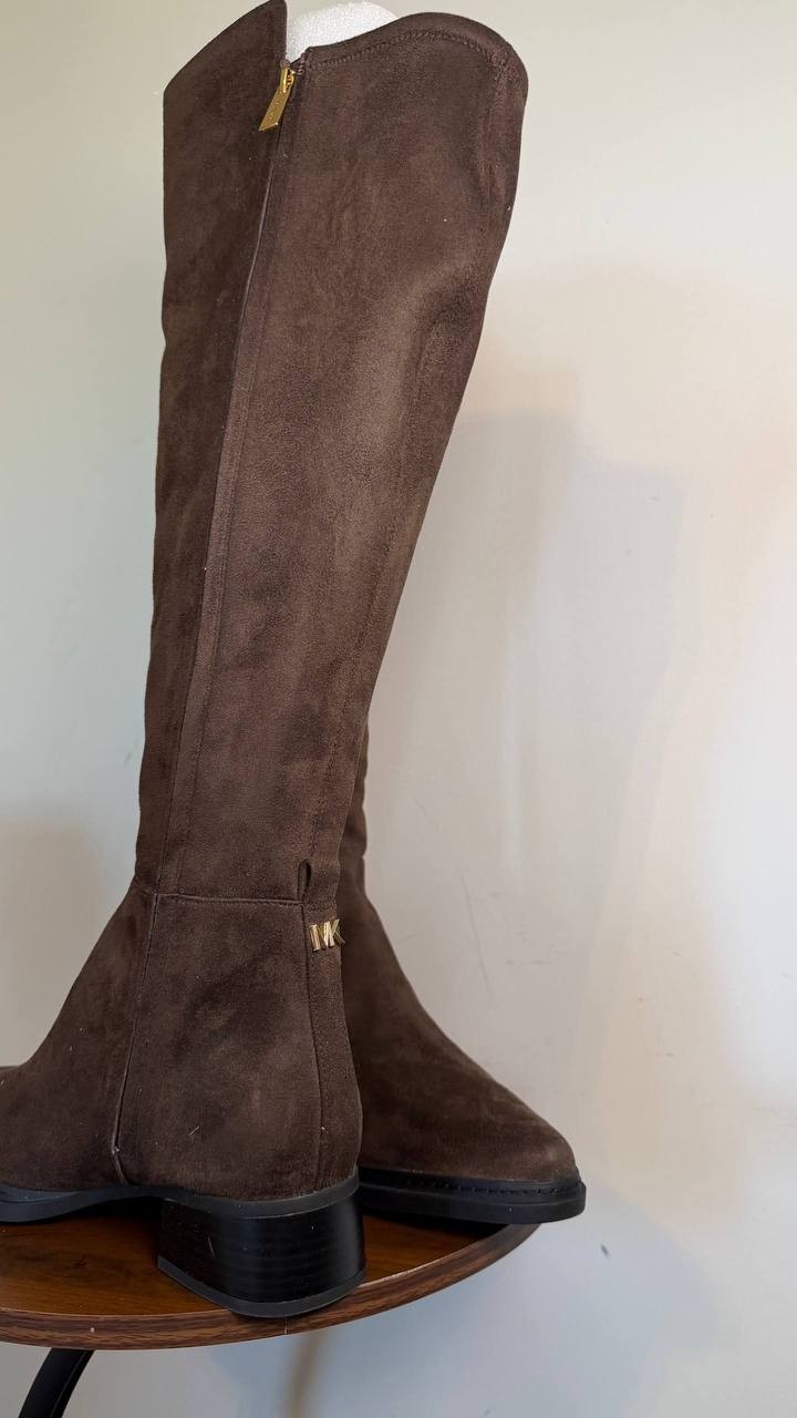 Michael Kors Lex Women’s Block Heel Boots Chocolate 11WS Polyester $175 NWB