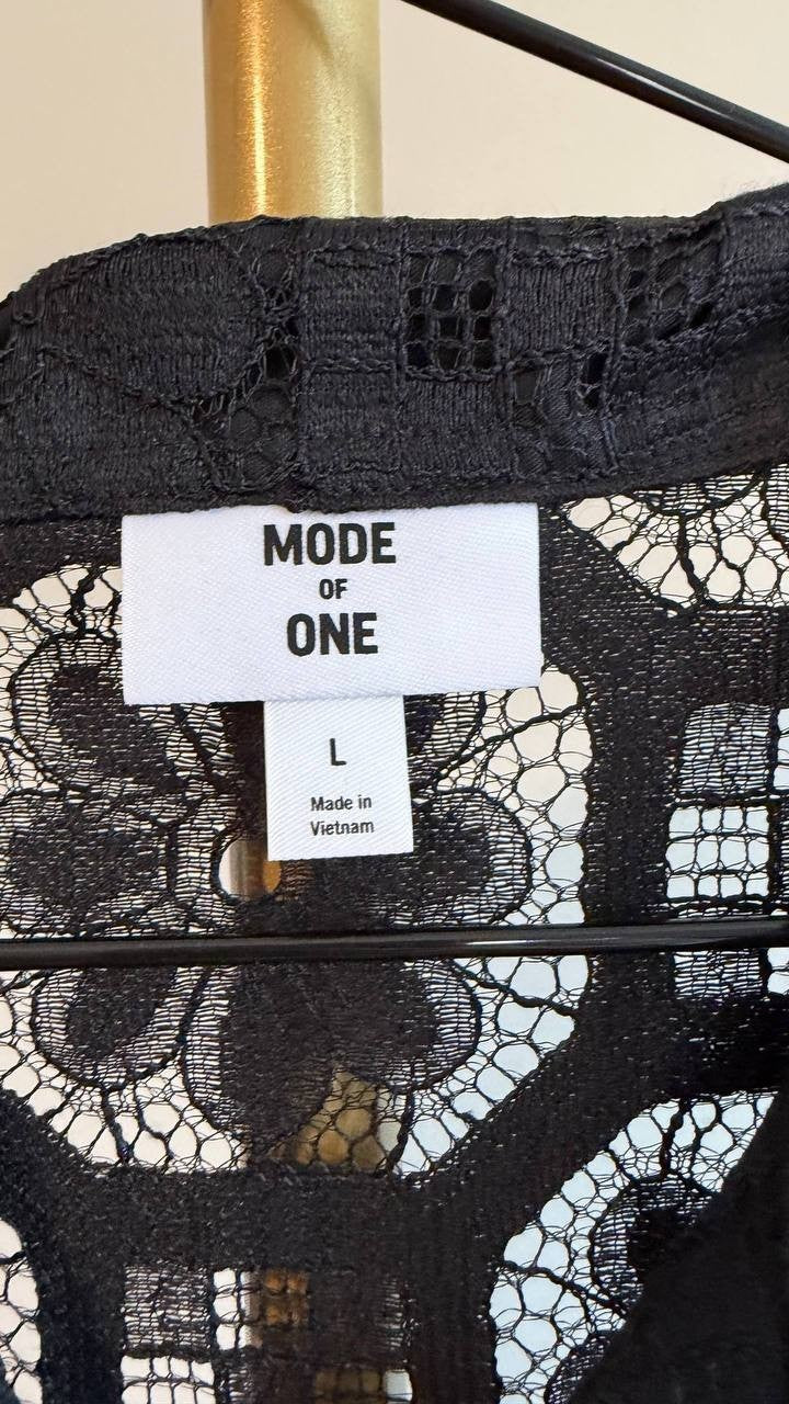 Mode of One Men’s Relaxed‑Fit Textured Geometric Lace Camp Shirt L $49.50 NWT