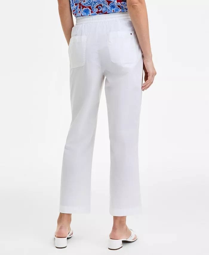 Tommy Hilfiger Cotton Tie‑Front Ankle Pants – Size 10 – NWOT