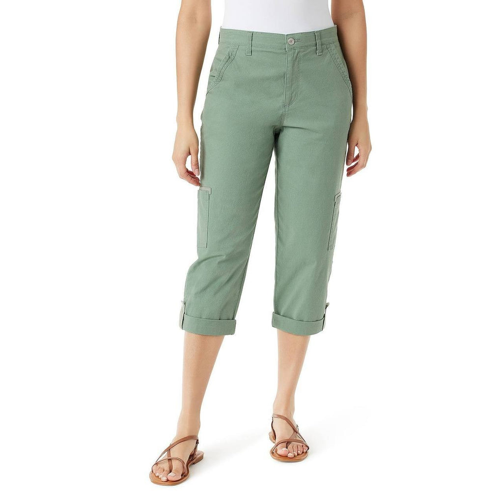 Gloria Vanderbilt Women’s Cargo Capri Pants Garden Sage 14 NWT $52