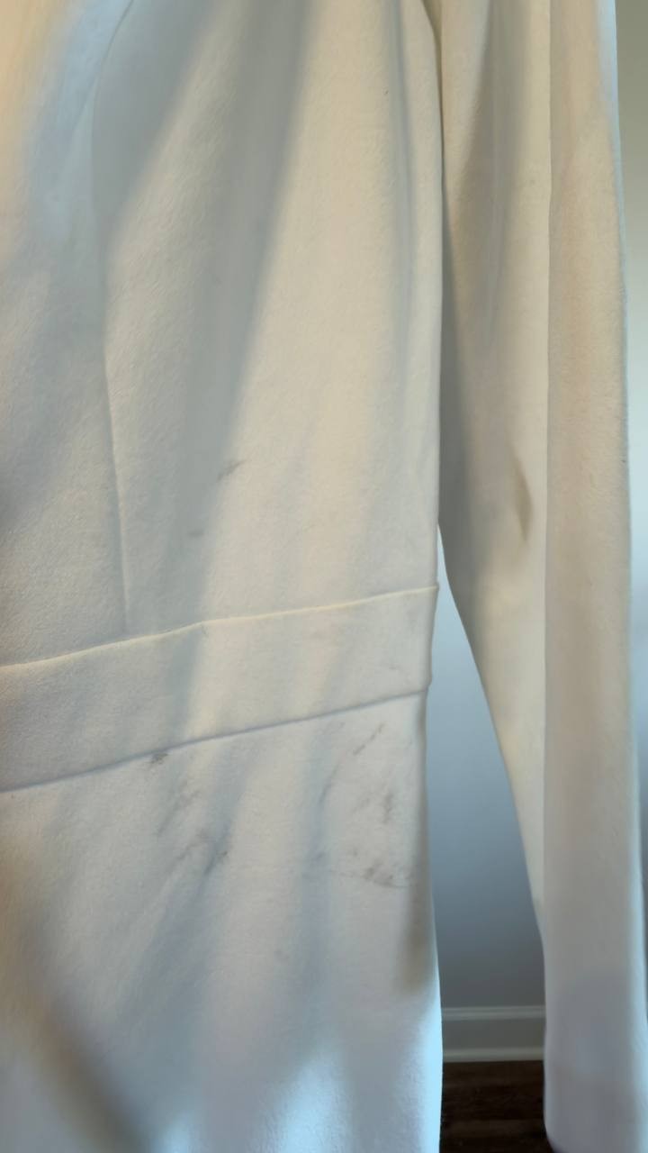 Kasper White Round Neck Knee-Length Ruffle Skirt Dress M NWT $99