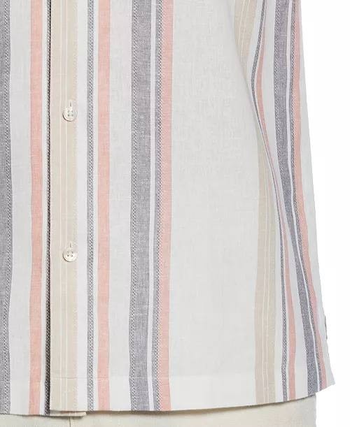 Cubavera Men’s Striped Panel Linen Camp Shirt Short Sleeve XL/EG NWT $80