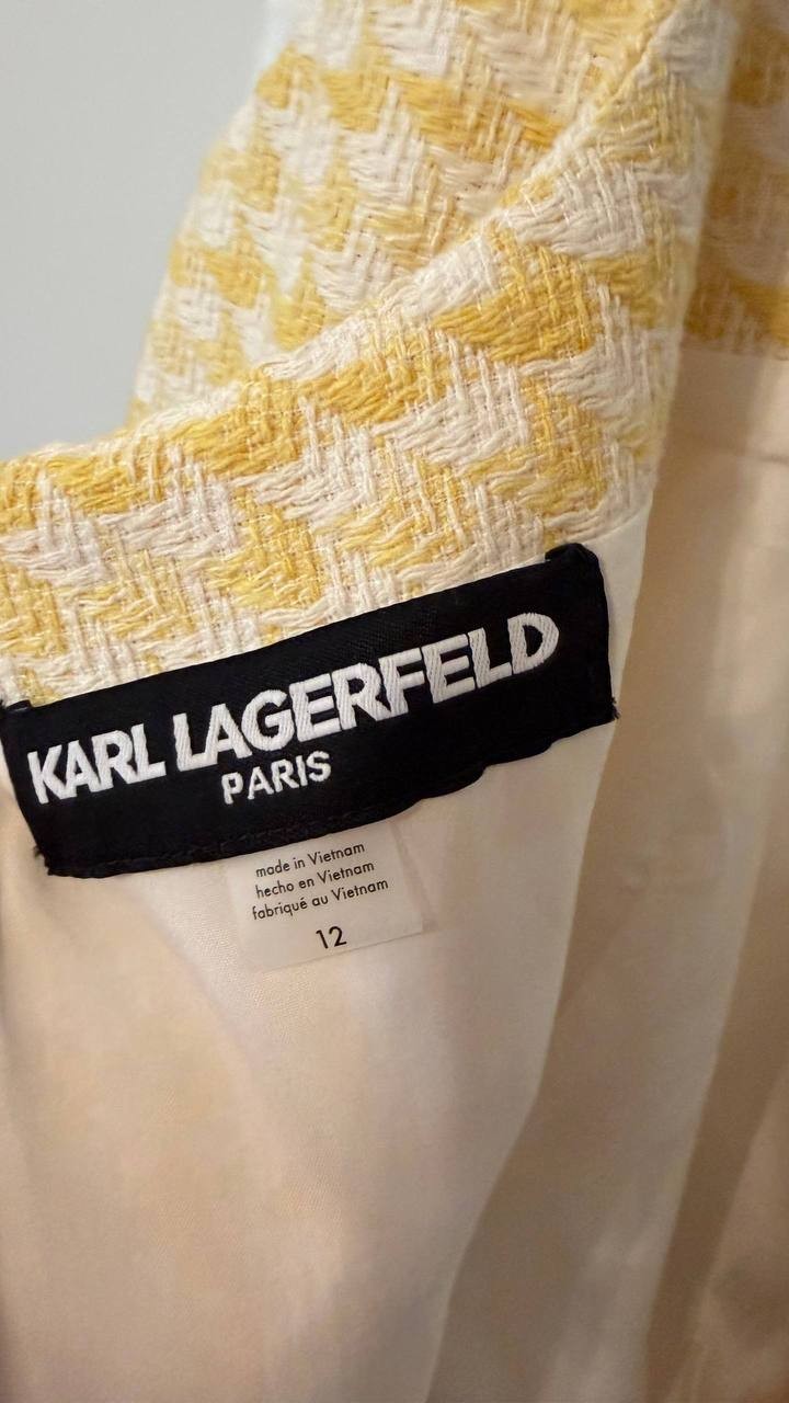 Karl Lagerfeld Paris Boucle Tweed Dress Sleeveless Square Neck Size 12 NWT