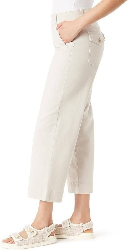 Gloria Vanderbilt Shape‑Effect Pull‑On Wide‑Leg Crop-STONEWOOD–12P–NWT–MSRP$50