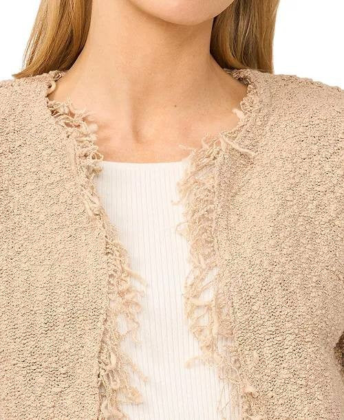 Vince Camuto Fringe Cropped Pull‑On Jacket Camel S NWT $149
