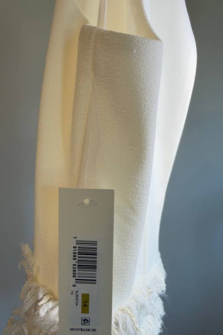 Eliza J Collared Mixed-Media Sleeveless Dress Ivory 14 NWT $158