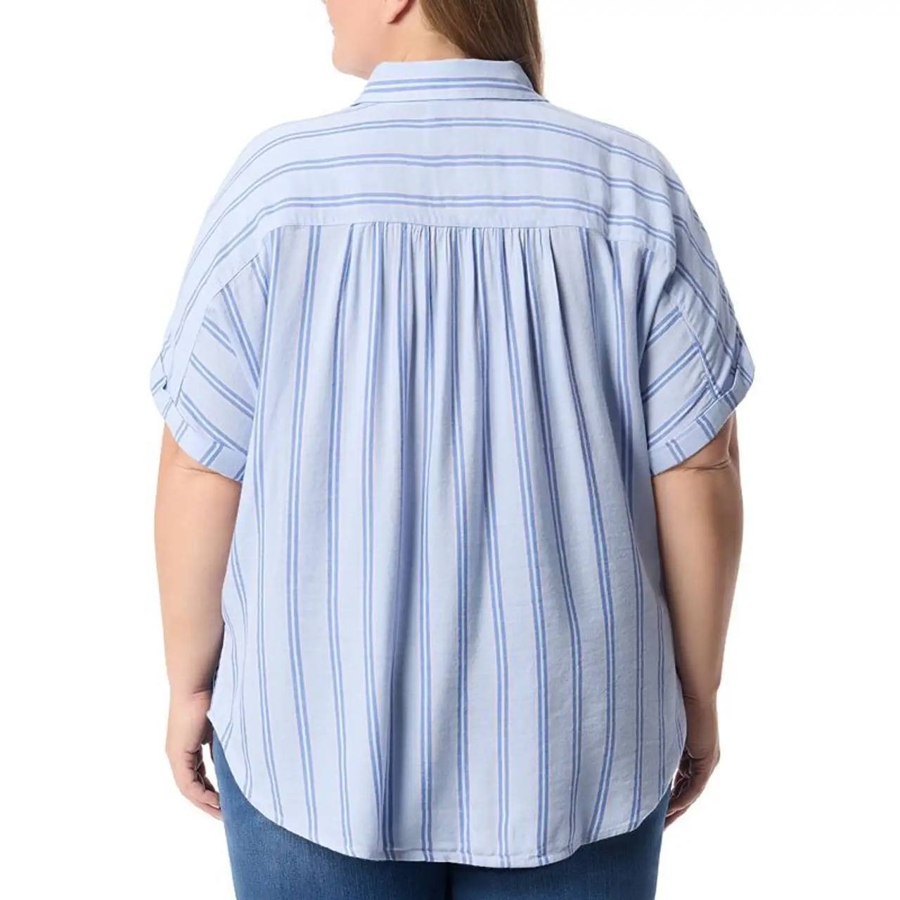 Gloria Vanderbilt Plus Size Short Sleeve Woven Shirt Blue 2X NWT $48