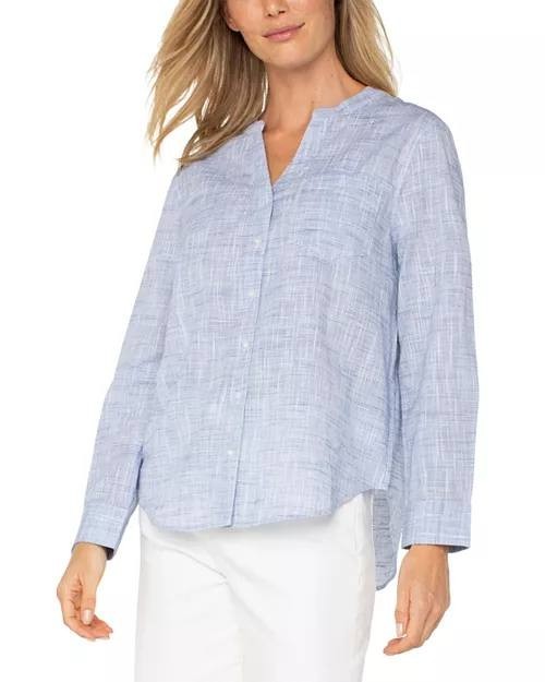 Liverpool Los Angeles Long‑Sleeve Button‑Front Woven Top – Size M – NWT – $98