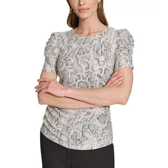 DKNY Snakeskin‑Print Knit Blouse – Size XL – NWT – $59