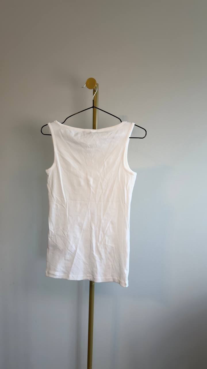 Lauren Ralph Lauren Stretch Rib-Knit Tank Top White M NWT $49.50