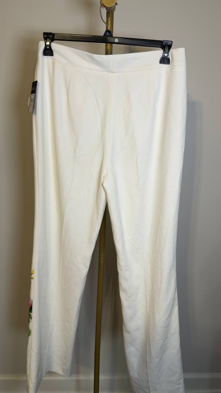 Karl Lagerfeld Mid-Rise Floral Straight-Leg Pant Soft White Multi 10 NWT $139