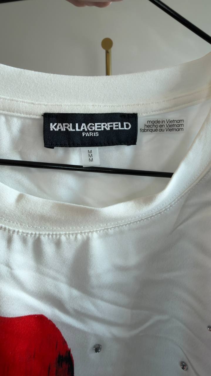 Karl Lagerfeld  Floral Print Crewneck Top M White Multi NWT $79