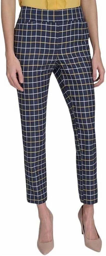 Tommy Hilfiger Sloane Mid‑Rise Ankle Pants Navy Multi 8 NWT $109