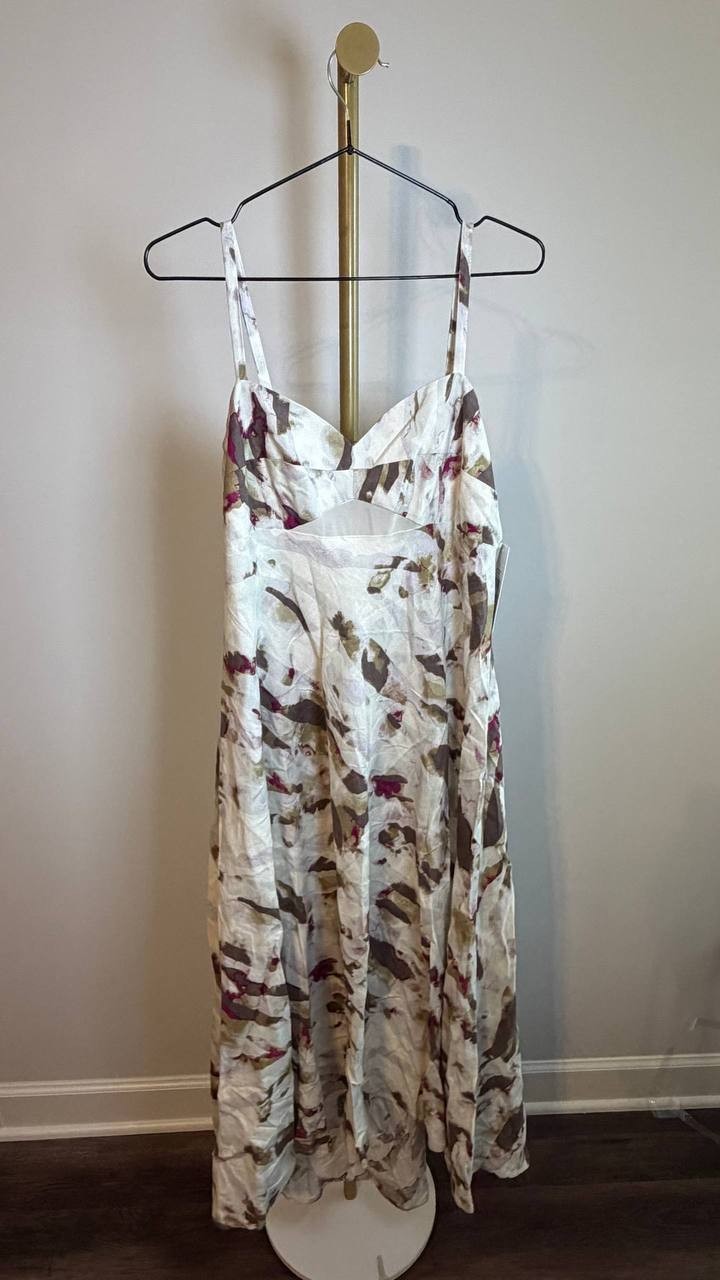 DKNY Women’s Linen Blend Sundress Beige Print Size 10 NWT $149