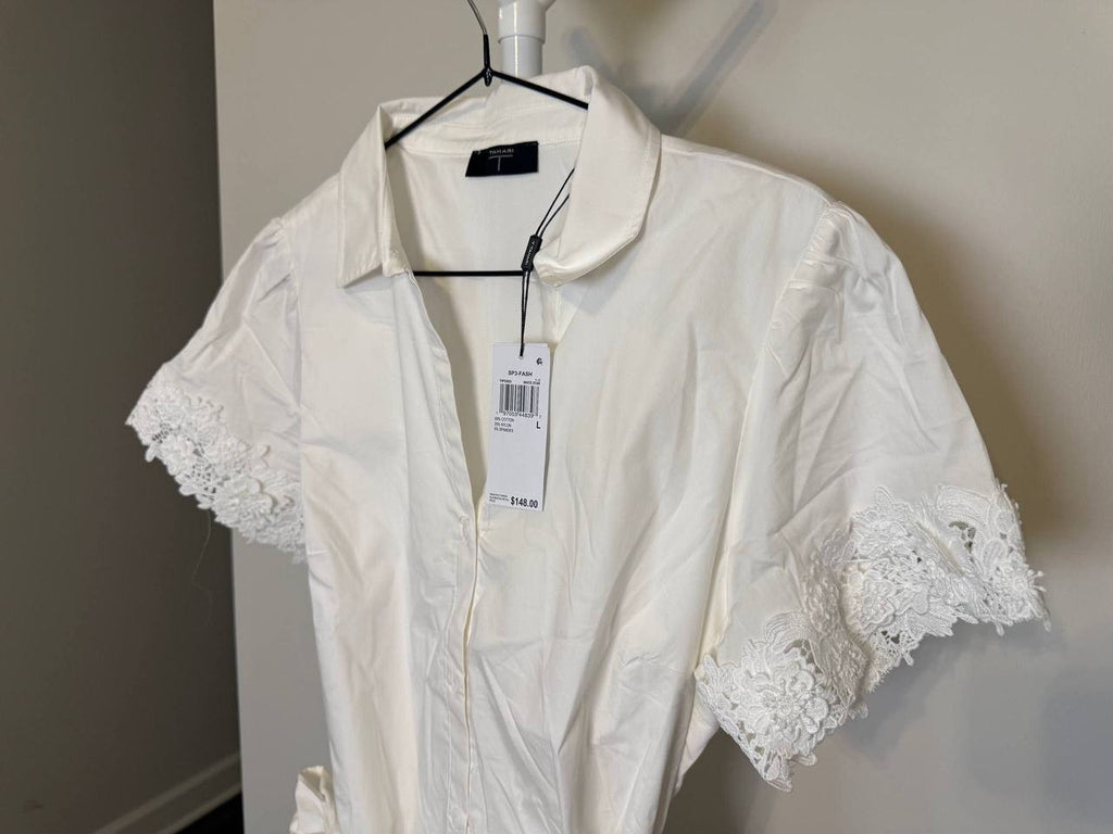 Tahari Button A‑Line Dress – Size L – NWT – $148