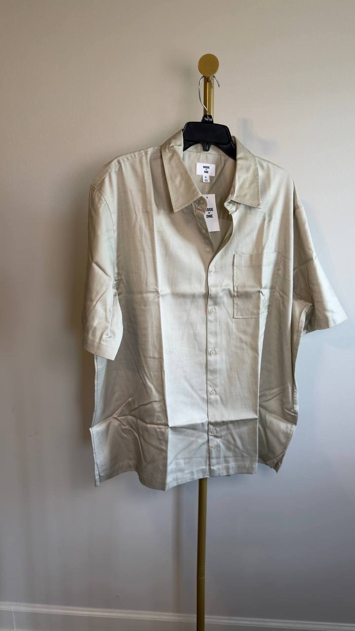 Mode of One Men’s Relaxed‑Fit Button‑Down Shirt Dark Ecru XL NWT $49.50