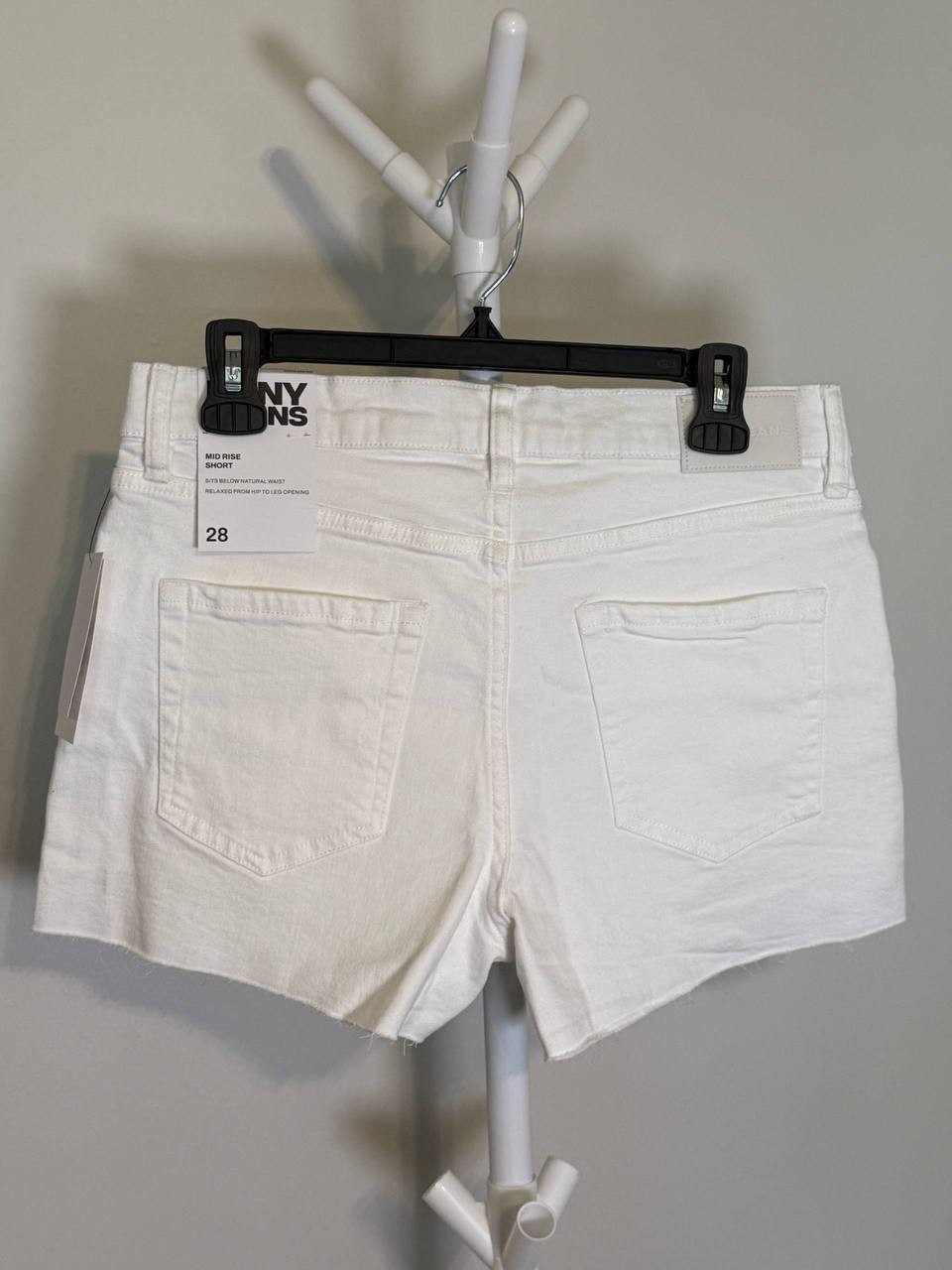 DKNY Mid‑Rise Raw Hem Denim Shorts – Size 28 – NWT – White – $49