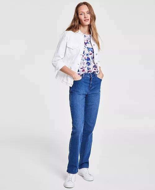 Gloria Vanderbilt Amanda Classic Denim Jacket Vintage White L NWT $75
