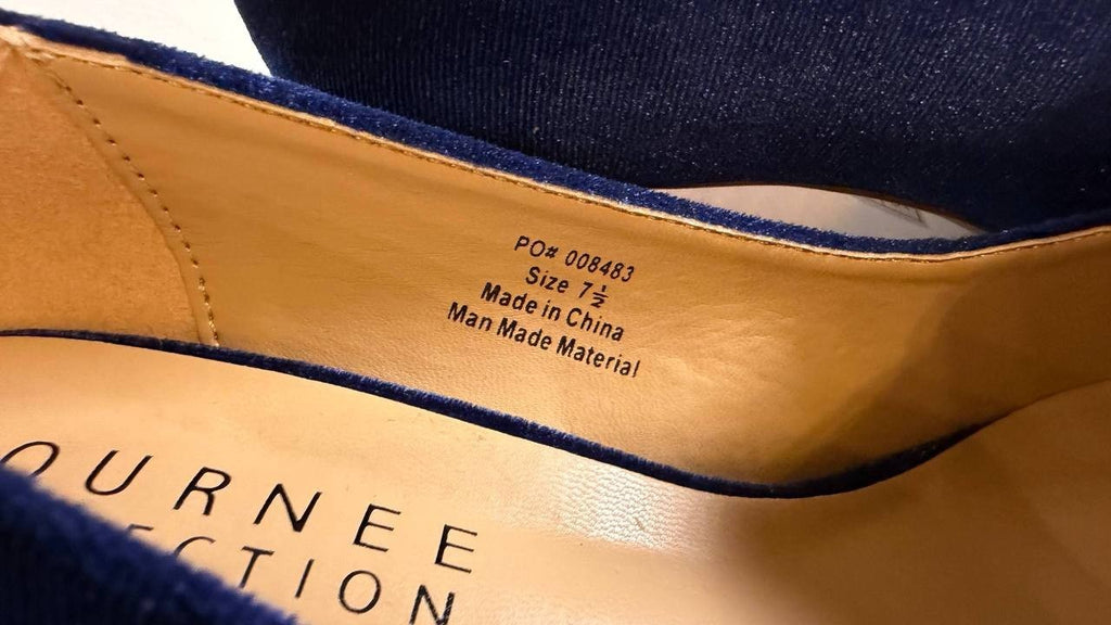 Journee Collection Crystol Pumps 7.5 Navy Velvet Bow Detail NIB